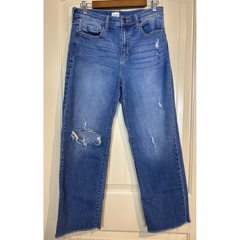 Sneak Peek‎ High Rise Distressed Straight Leg Jeans size 9 29 stretch casual
